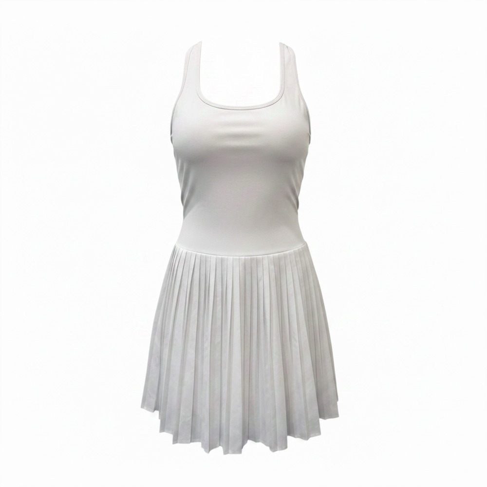 Fabletics Dress Womens Small White Tank Pleated Tennis Skater Racerback Athletic